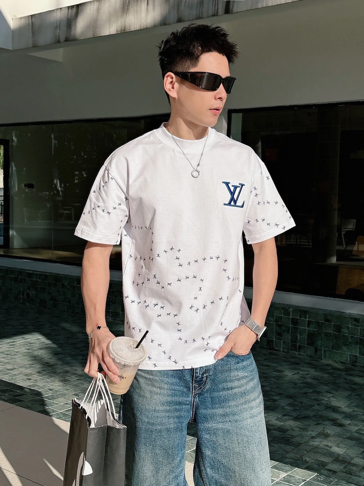 Louis Vuitton/Louis Vuitton small label printed letter embroidered short sleeves